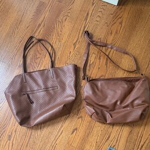 Chic Brown Tote and Crossbody Bag Set
